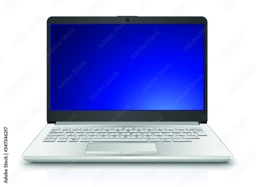 3d realistic vector laptop computer front view. Isolated on white background. 3d realistic vector laptop computer front view. Isolated on white background.