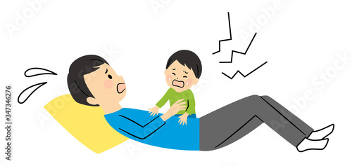 illustration of a dad and his baby