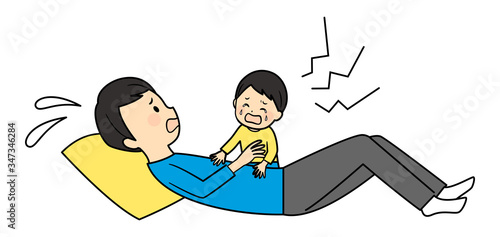 illustration of a dad and his baby
