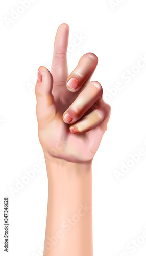 Vector hand icon isolated illustration on white background. Showing one finger.