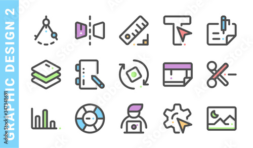 graphic design 2, elements of Graphic design icon set. Filled Outline Style. each made in 64x64 pixel