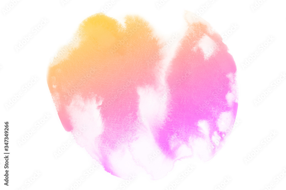 Abstract pink and yellow watercolor textuer on white background.