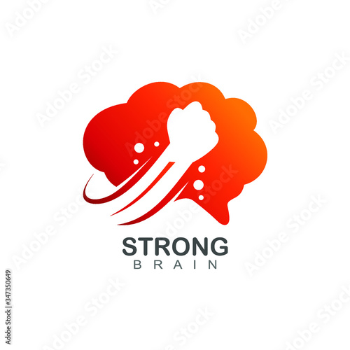 Brain with punch logo design