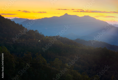 Impressive scenery during sunrise from Pang Mapha districts, Mae Hong Son,Thailand.