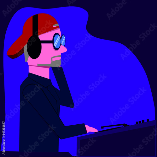 a disk jockey is playing music