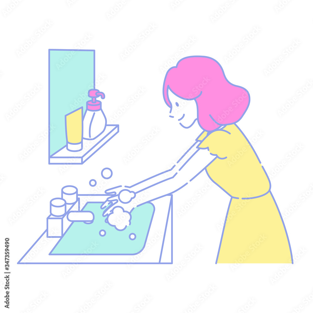手を洗う女性 手を洗う女性
