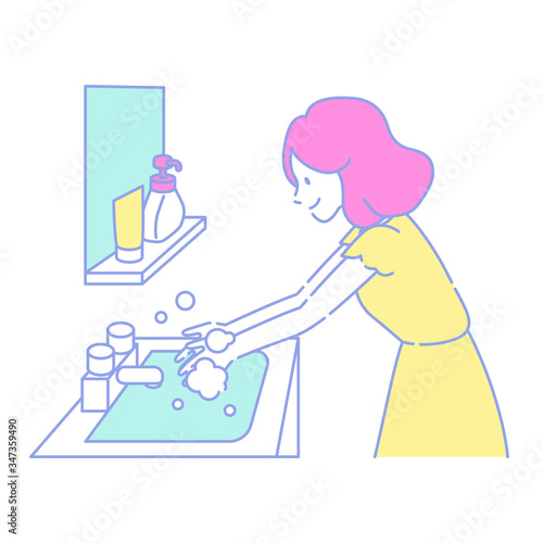 手を洗う女性