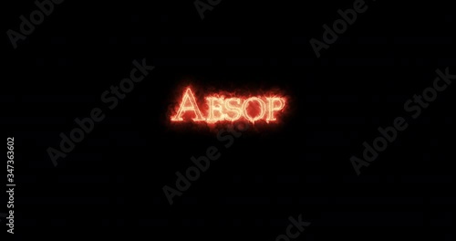 Aesop written with fire. Loop photo