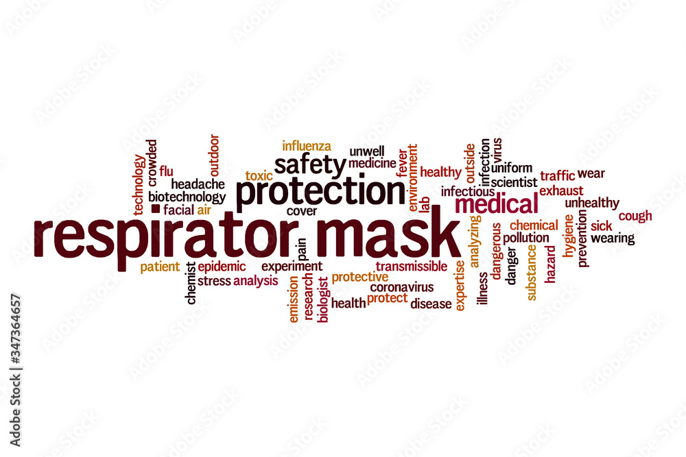 Respiratory mask word cloud concept Respiratory mask word cloud concept