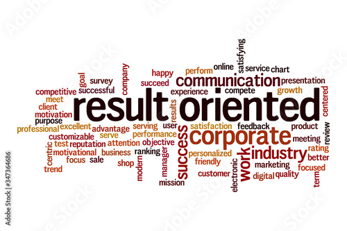 Result oriented word cloud concept