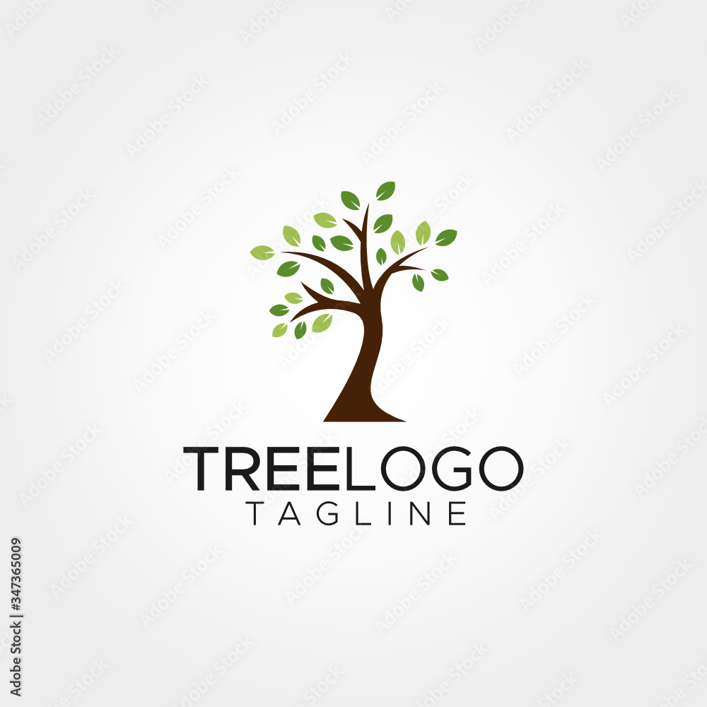 Obraz premium Simple minimalist tree logo design vector template