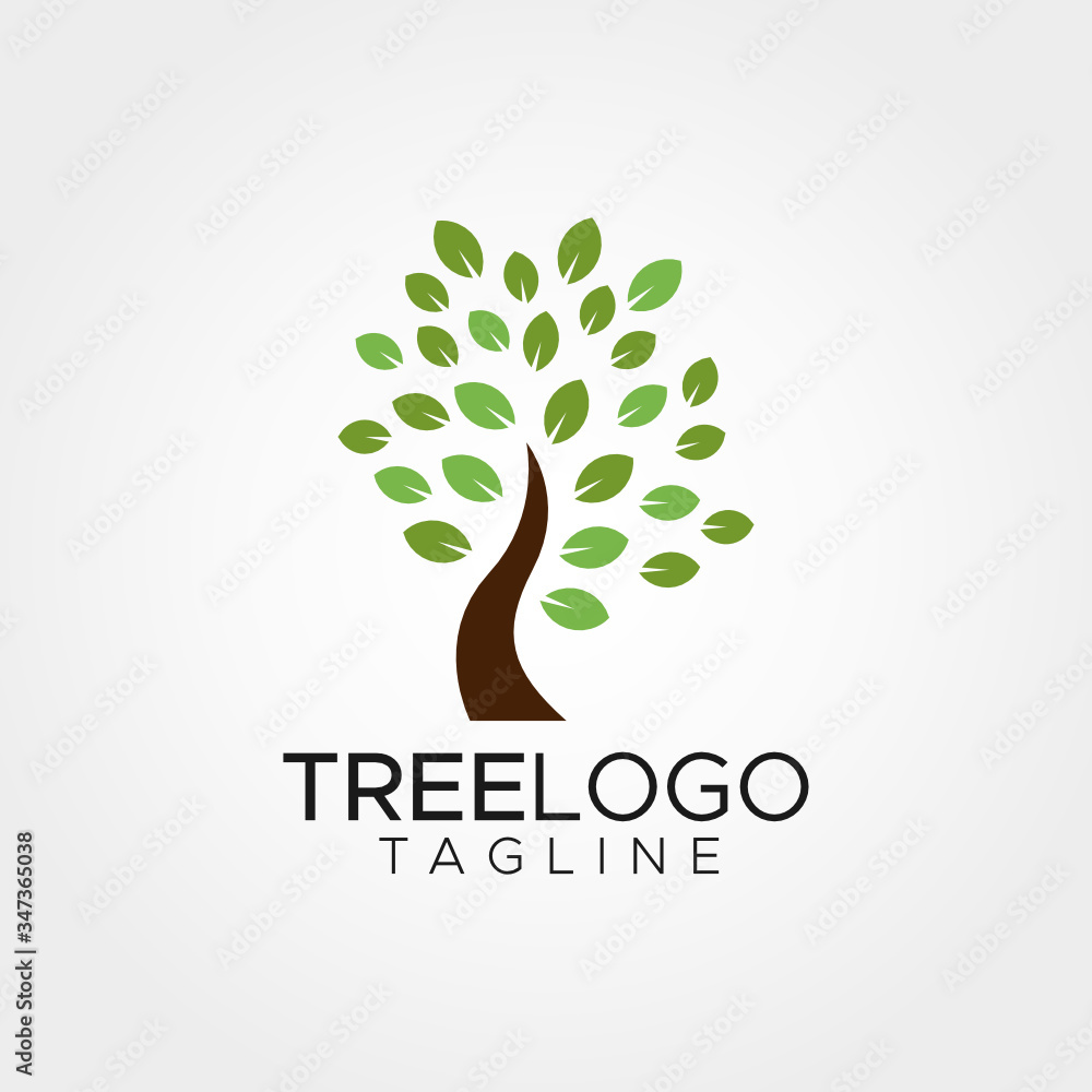 Obraz premium Simple minimalist tree logo design vector template