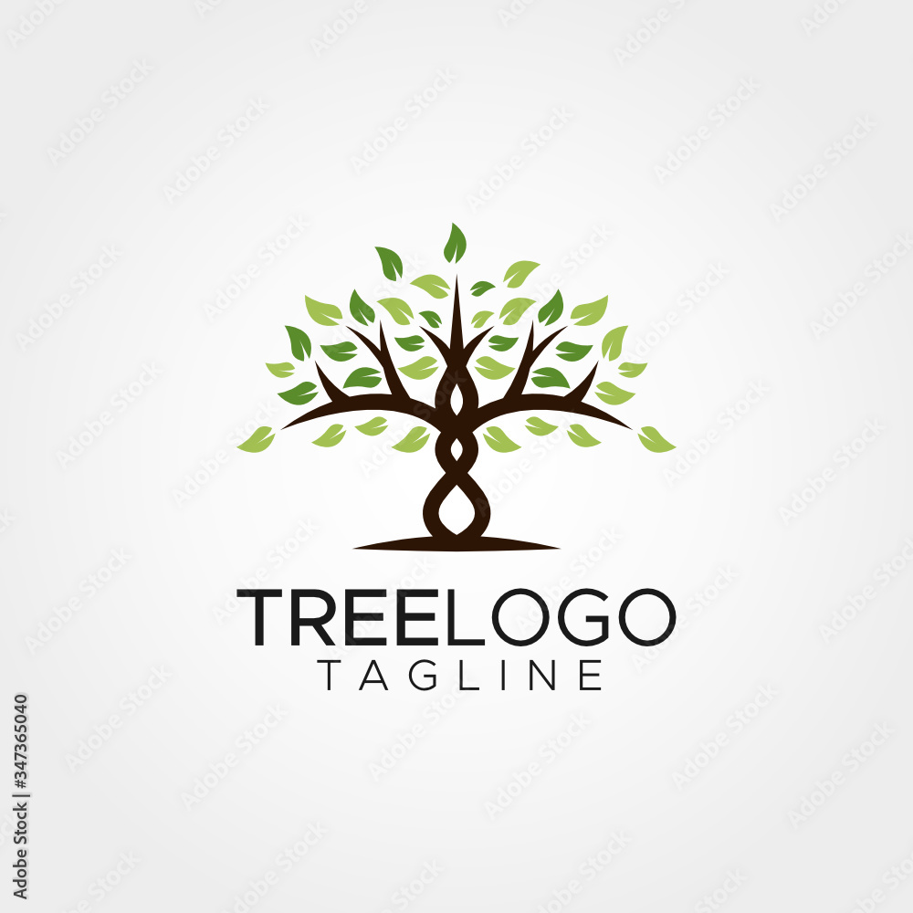 Obraz premium Simple minimalist tree logo design vector template
