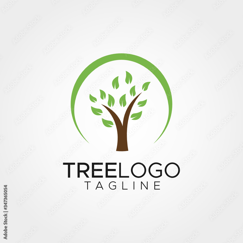 Simple minimalist tree logo design vector template