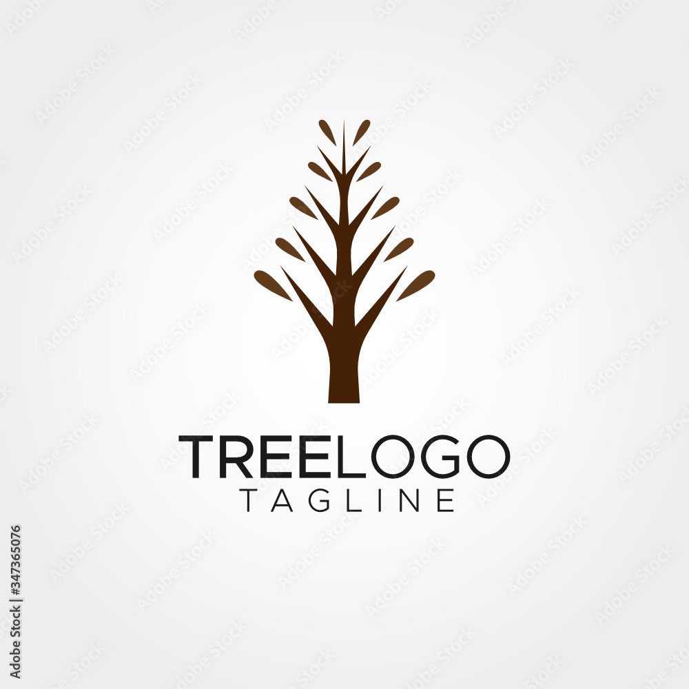 Obraz premium Simple minimalist tree logo design vector template