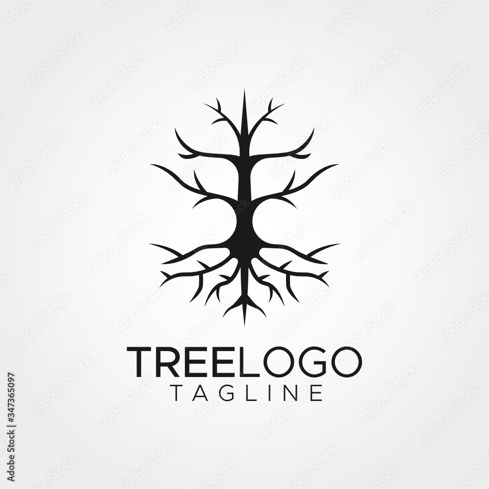 Obraz premium Simple minimalist tree logo design vector template