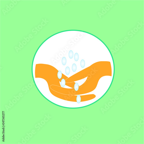 A poster warning of the need to wash your hands frequently and treat with antiseptic during coronavirus. The concept of a dangerous pandemic.