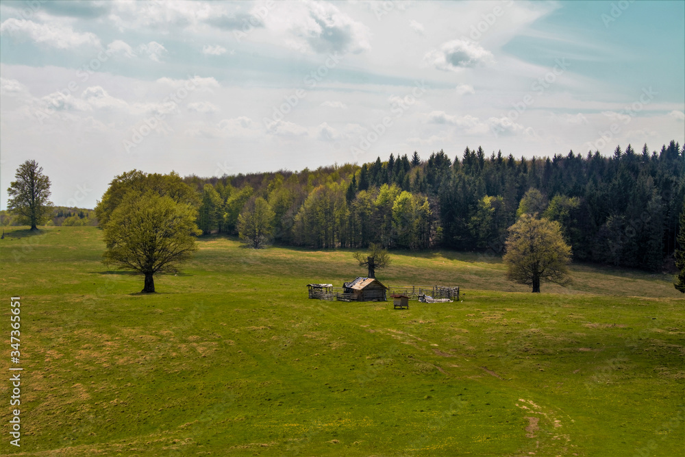 an abandoned sheepfold in the field an abandoned sheepfold in the field