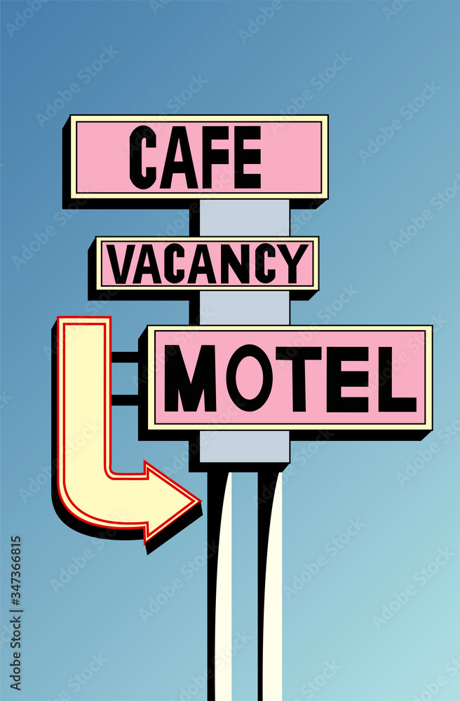Creative concept travel vector illustration hotel hostel motel sign signboard on the road. Creative concept travel vector illustration hotel hostel motel sign signboard on the road.