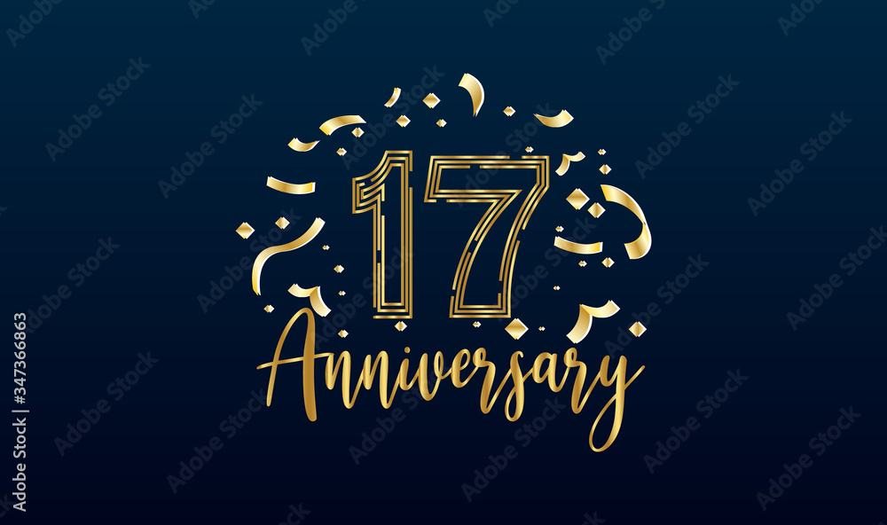Anniversary celebration background. with the 17th number in gold and ...