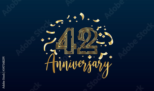 Anniversary celebration background. with the 42nd number in gold and with the words golden anniversary celebration.