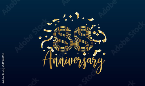 Anniversary celebration background. with the 88th number in gold and with the words golden anniversary celebration. photo