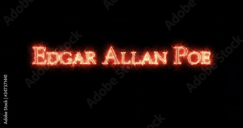 Edgar Allan Poe written with fire. Loop photo