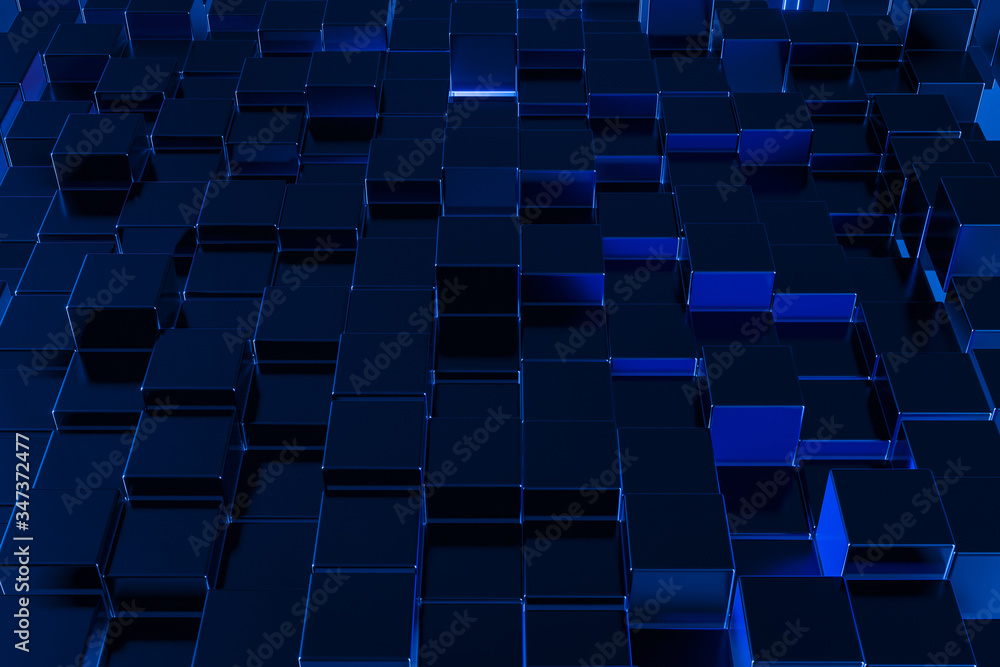 Abstract Cube Particle Background construction block technology computer graphic background,3D illustration Abstract Cube Particle Background construction block technology computer graphic background,3D illustration