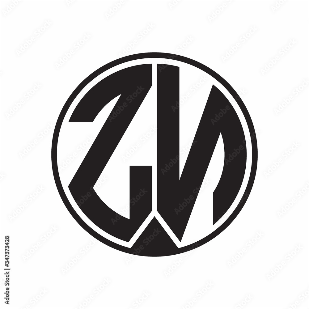 ZN Logo monogram circle with piece ribbon style on white background