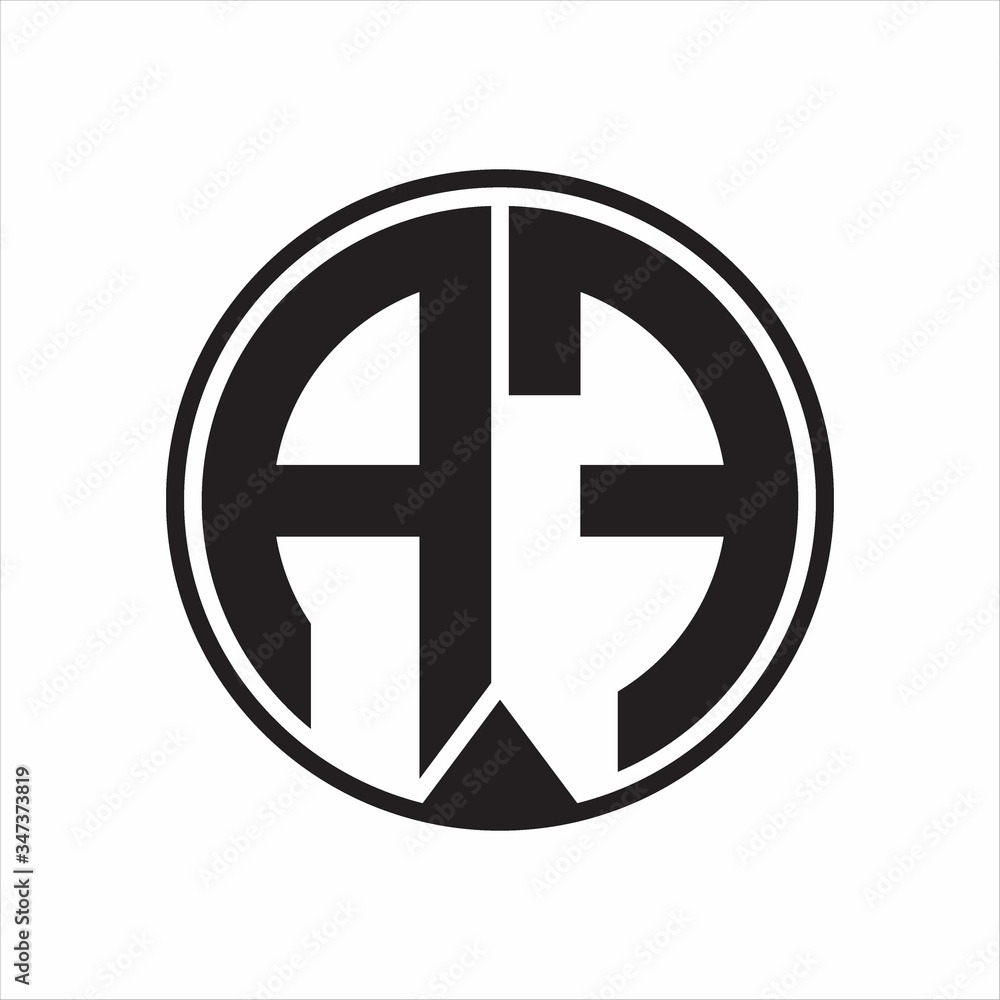 AF Logo monogram circle with piece ribbon style on white background AF Logo monogram circle with piece ribbon style on white background