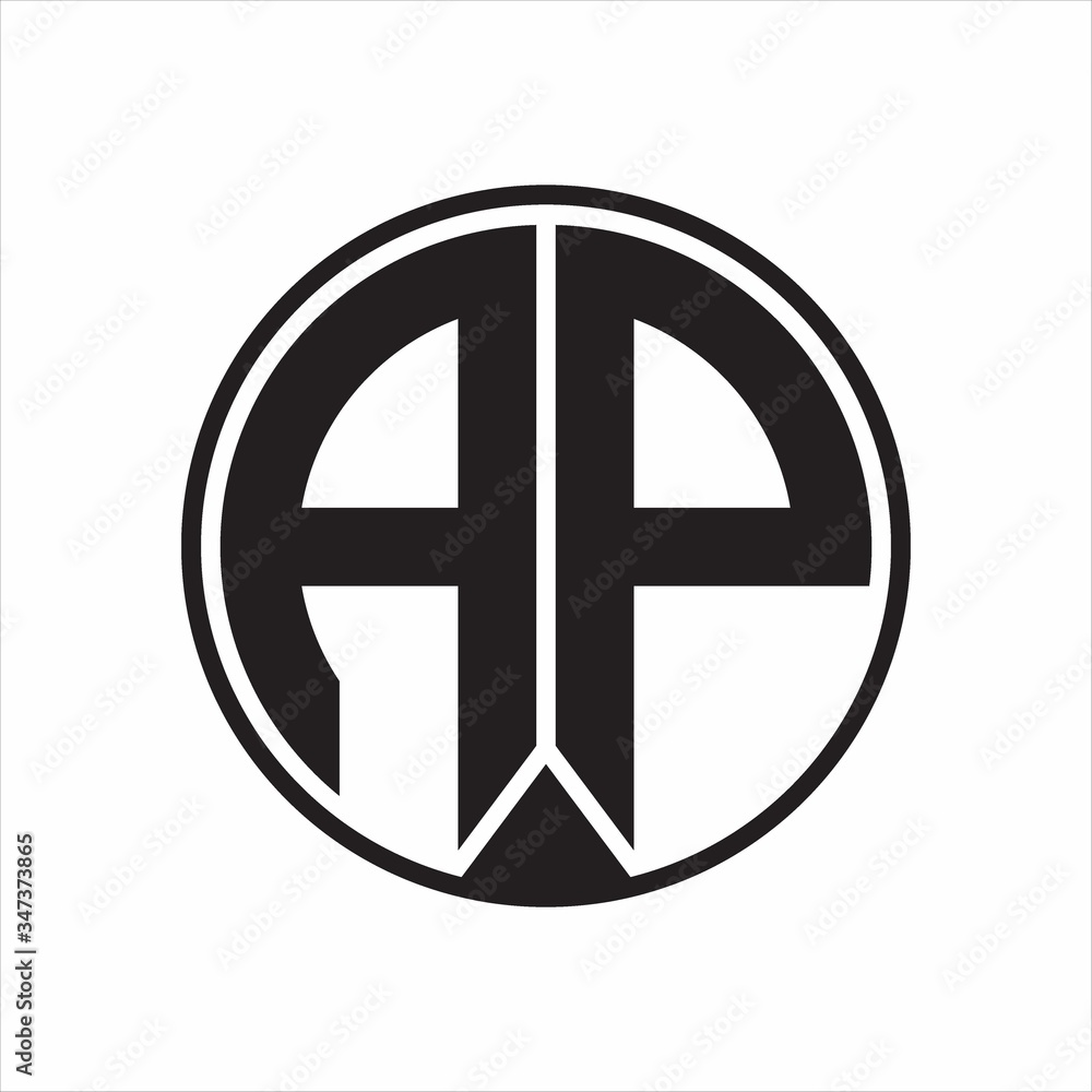 AP Logo monogram circle with piece ribbon style on white background AP Logo monogram circle with piece ribbon style on white background