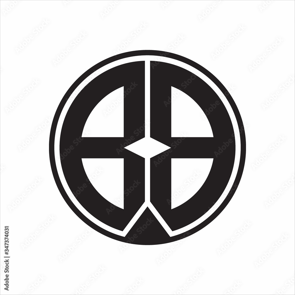 BB Logo monogram circle with piece ribbon style on white background BB Logo monogram circle with piece ribbon style on white background