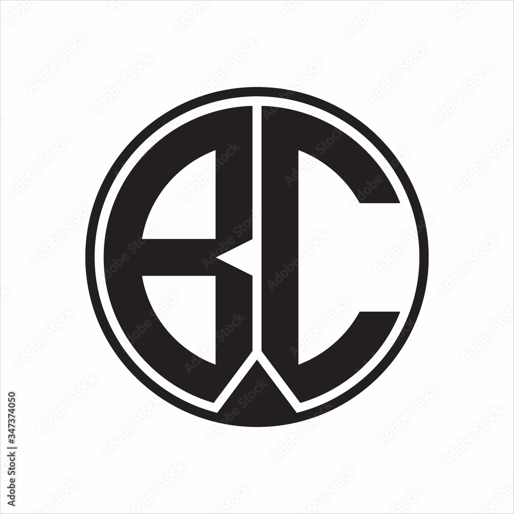 BC Logo monogram circle with piece ribbon style on white background BC Logo monogram circle with piece ribbon style on white background