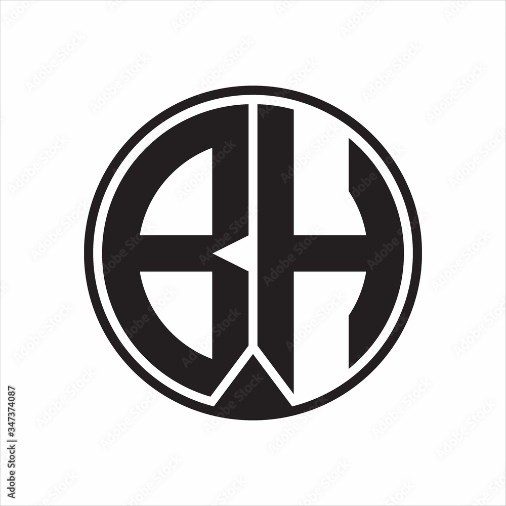 BH Logo monogram circle with piece ribbon style on white background BH Logo monogram circle with piece ribbon style on white background