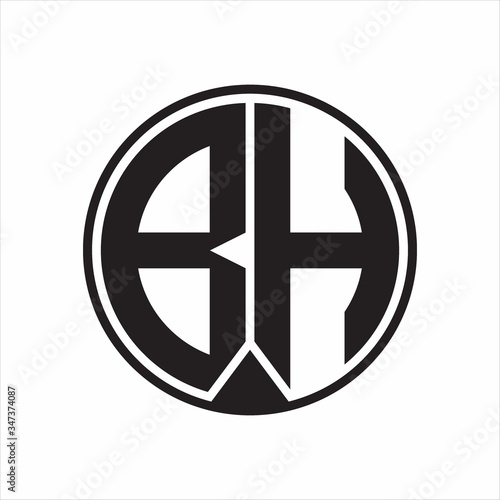 BH Logo monogram circle with piece ribbon style on white background