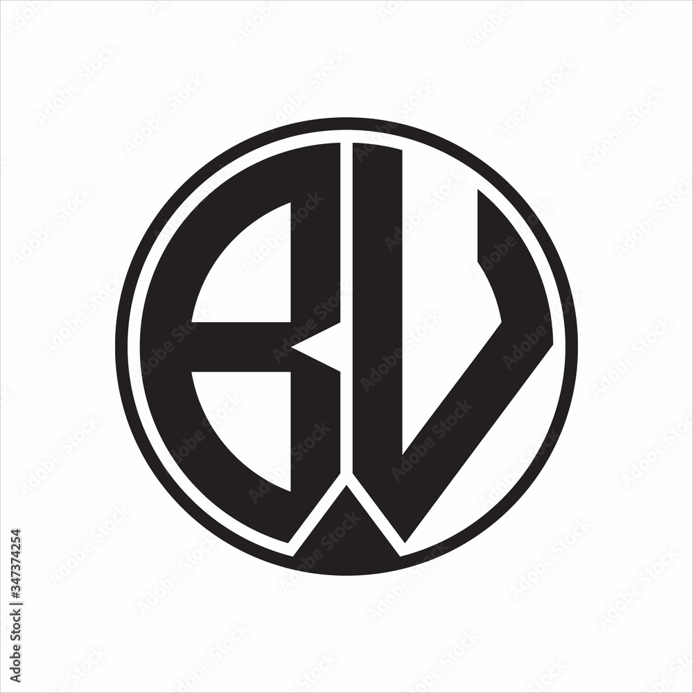 BV Logo monogram circle with piece ribbon style on white background BV Logo monogram circle with piece ribbon style on white background