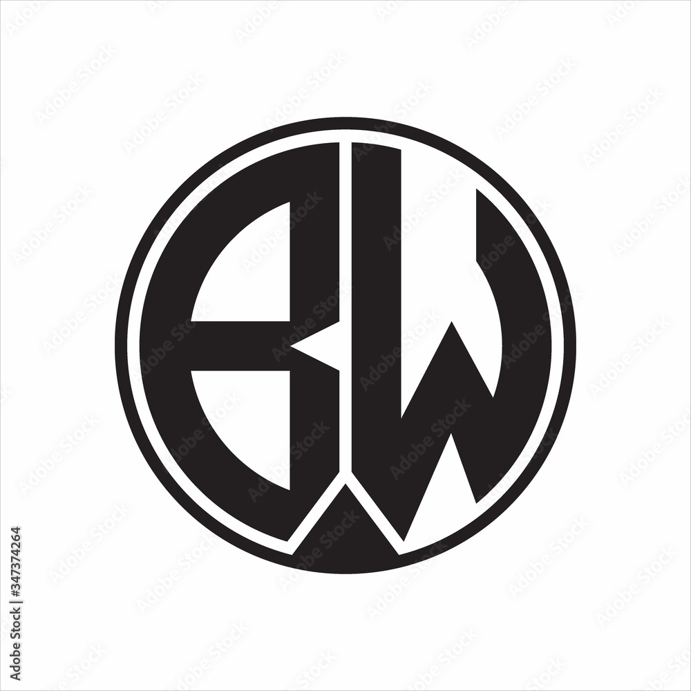BW Logo monogram circle with piece ribbon style on white background BW Logo monogram circle with piece ribbon style on white background