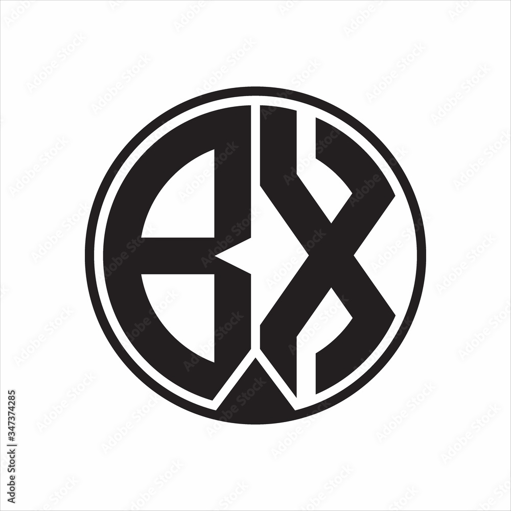BX Logo monogram circle with piece ribbon style on white background BX Logo monogram circle with piece ribbon style on white background