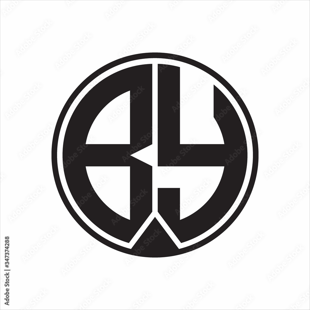 BY Logo monogram circle with piece ribbon style on white background BY Logo monogram circle with piece ribbon style on white background