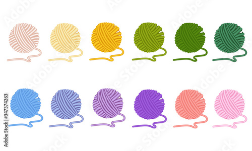Colorful yarn ball. Vector of ball yarn for knitting.