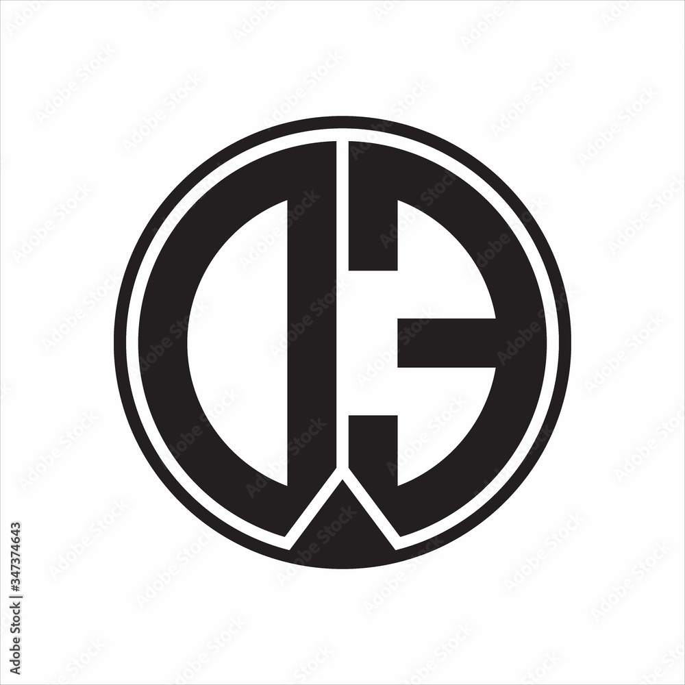 DE Logo monogram circle with piece ribbon style on white background DE Logo monogram circle with piece ribbon style on white background