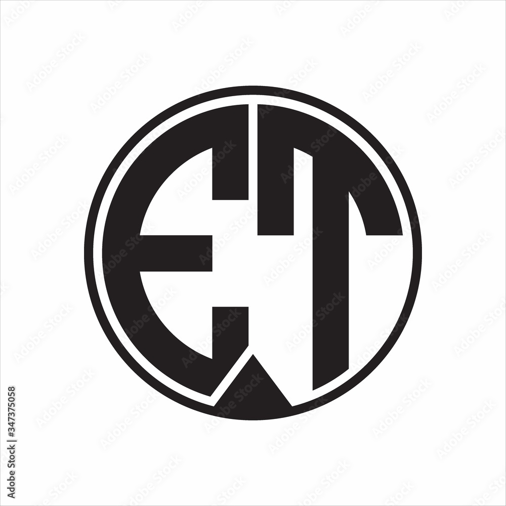 ET Logo monogram circle with piece ribbon style on white background ET Logo monogram circle with piece ribbon style on white background