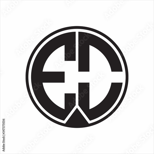 Free Download EO Logo monogram circle with piece ribbon style on white background - GFXLoad