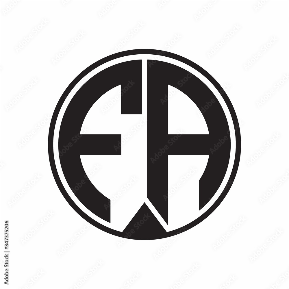 FA Logo monogram circle with piece ribbon style on white background FA Logo monogram circle with piece ribbon style on white background