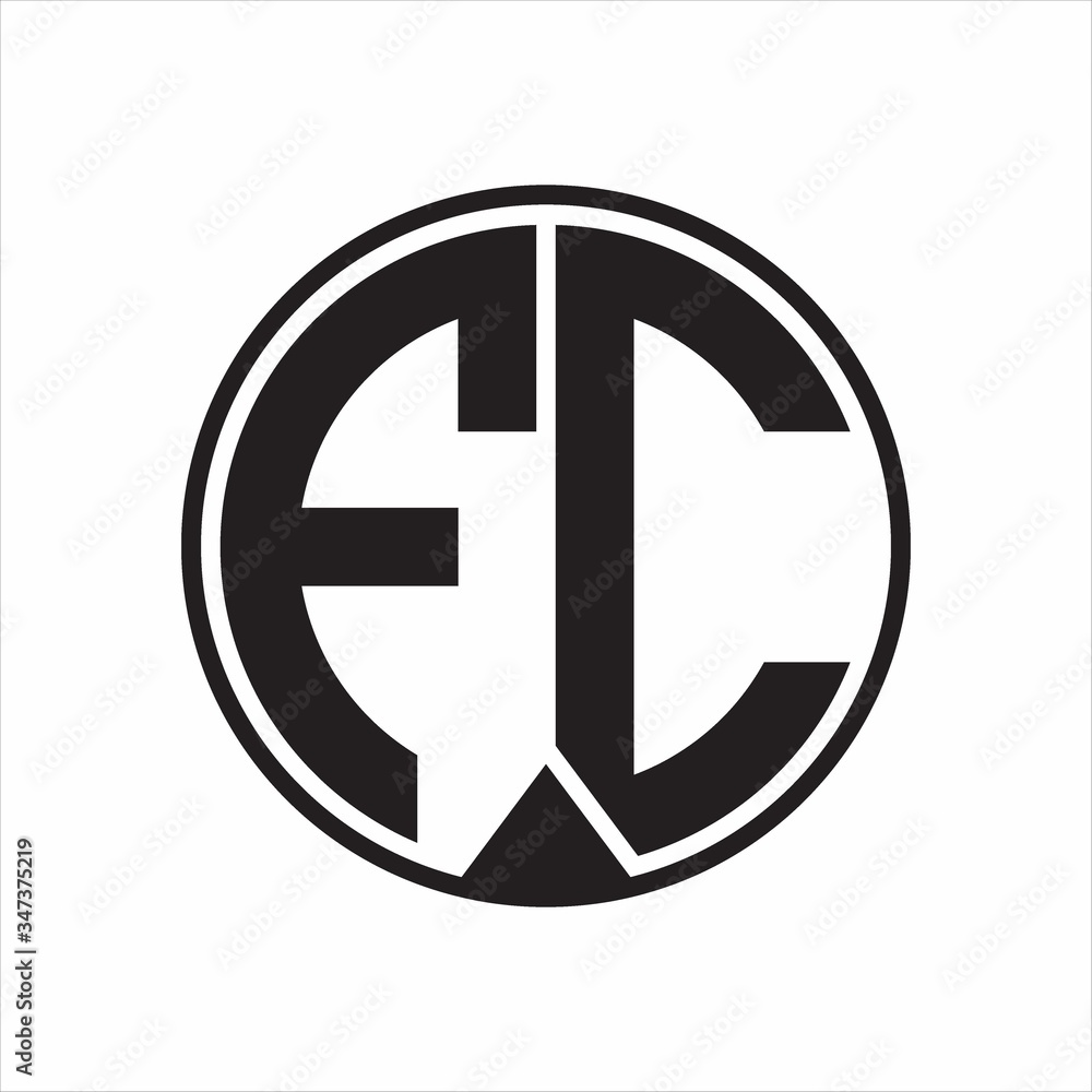 FC Logo monogram circle with piece ribbon style on white background FC Logo monogram circle with piece ribbon style on white background