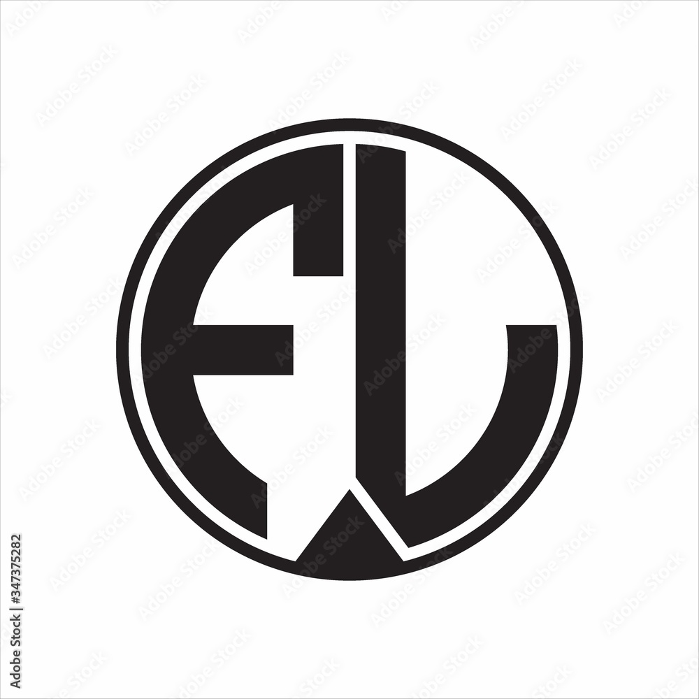 FL Logo monogram circle with piece ribbon style on white background FL Logo monogram circle with piece ribbon style on white background