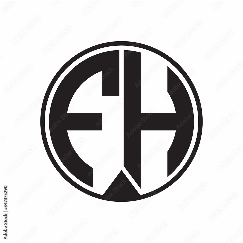 FH Logo monogram circle with piece ribbon style on white background FH Logo monogram circle with piece ribbon style on white background