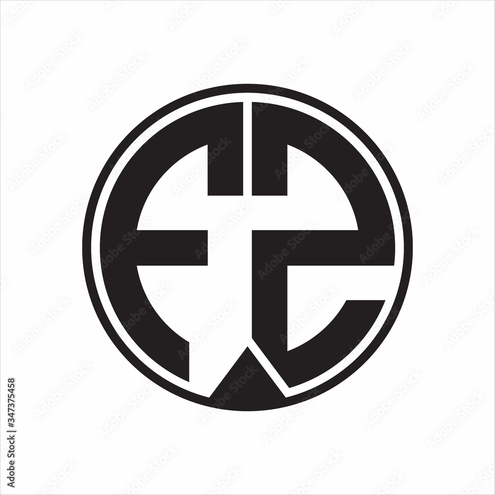 FZ Logo monogram circle with piece ribbon style on white background FZ Logo monogram circle with piece ribbon style on white background