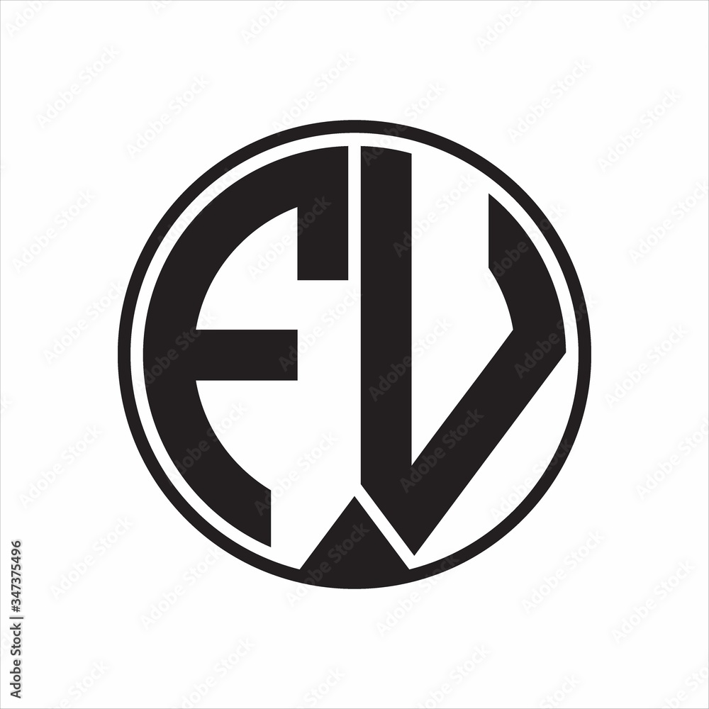 FV Logo monogram circle with piece ribbon style on white background FV Logo monogram circle with piece ribbon style on white background