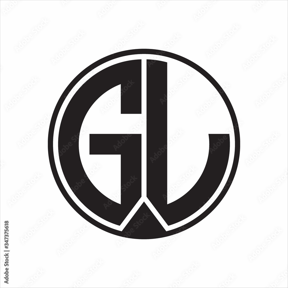 GL Logo monogram circle with piece ribbon style on white background GL Logo monogram circle with piece ribbon style on white background